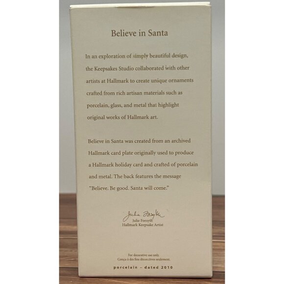 2010 HALLMARK KEEPSAKE ORNAMENT QXG3533 BELIEVE IN SANTA BY JULIE FORSYTH - Picture 3 of 10